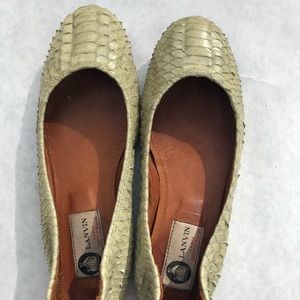 Lanvin pale green snakeskin ballet flats